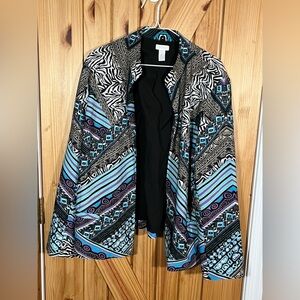 Chico's Size 4 (Women's Size XXL) Women's Open Tribal Print Blazer Suiting